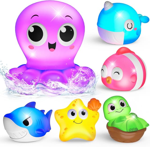 Detalle de Ocean bath toys set with LED lights for 1-3