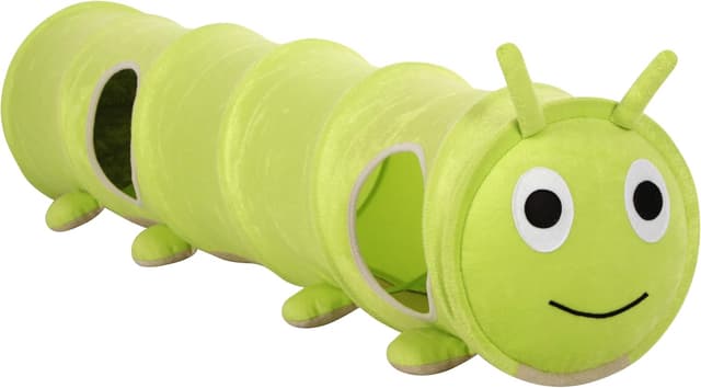 Detalle de Kerbl Pet Katzentunnel Raupe, Ø 30 cm x 170 cm, grün – faltbar mit Plüschmaterial