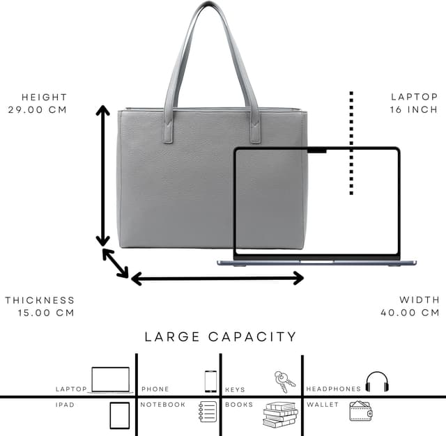 Detalle 2 de Tommy & Kate GLORIA Spacious Tote Bag for Women with Zipped Compartment & Inner Pocket