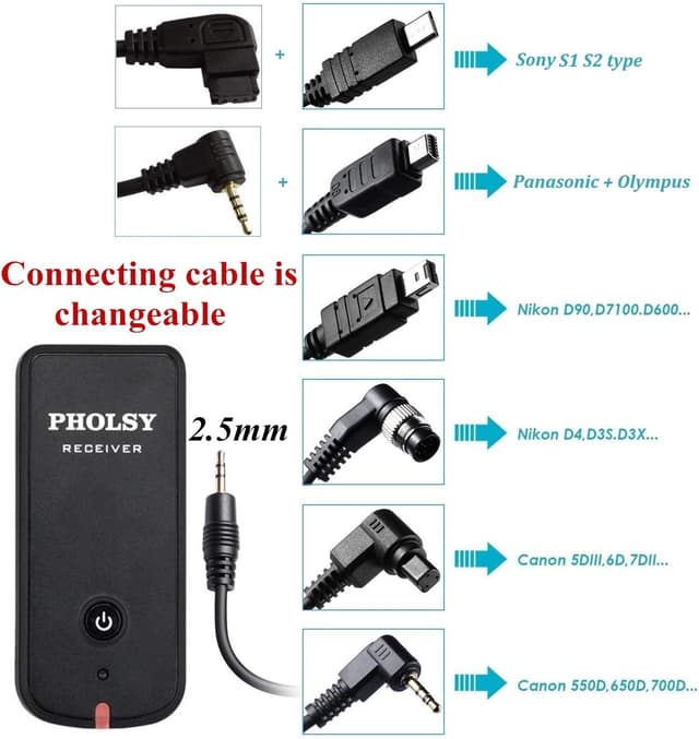 Detalle 2 de PHOLSY Kamera-Fernauslöser mit HDR, Intervallometer und kabelloser Funkbedienung für Nikon Z & D Serien
