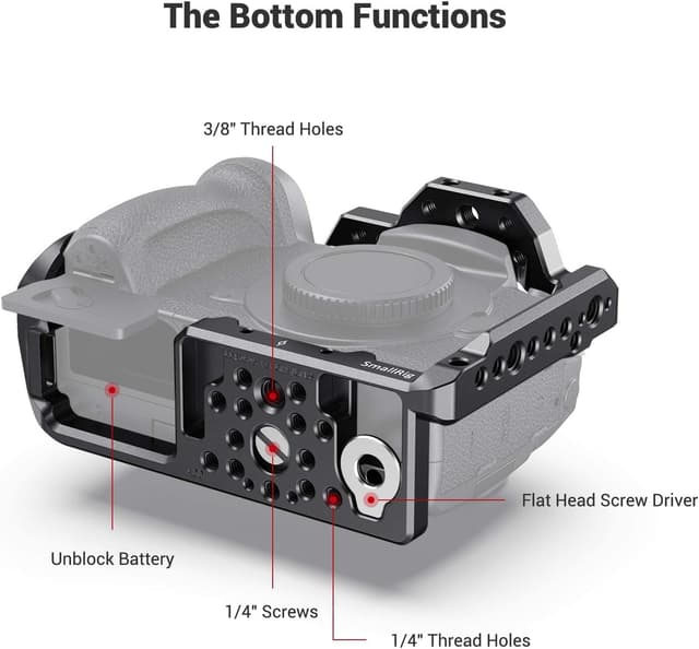 Detalle 2 de SMALLRIG GH5 Cage CCP2646 mit NATO-Schienen und Cold Shoe für Panasonic GH5/GH5S/GH5 II