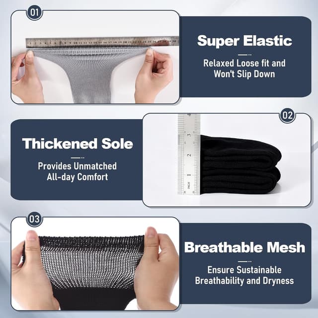 Detalle 2 de Frelimiu Diabetic Socks for Men (Non-Binding, Seamless Toe) – 4 Pairs, 7–11