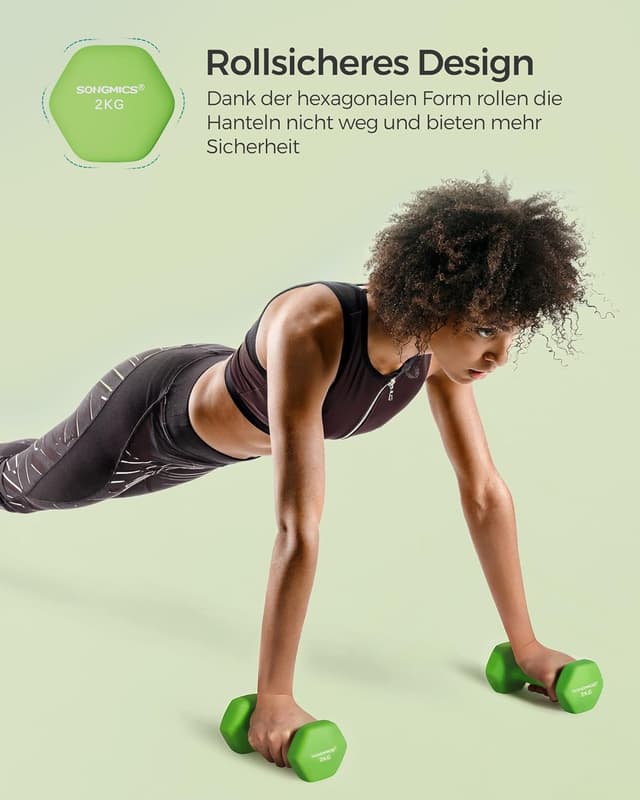 Detalle 2 de SONGMICS 2er-Set Hex-Dumbbells mit Neoprenbeschichtung für Krafttraining & Fitness zu Hause