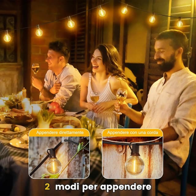 Thumbnail 6 de Yuusei Catena Luminosa Esterno 60 m con telecomando, IP45 e 78+4 lampadine G40 2700K