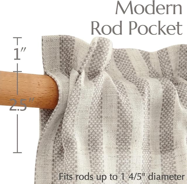 Thumbnail 6 de jinchan Striped Linen Kitchen Curtains 36" tier set 🪟