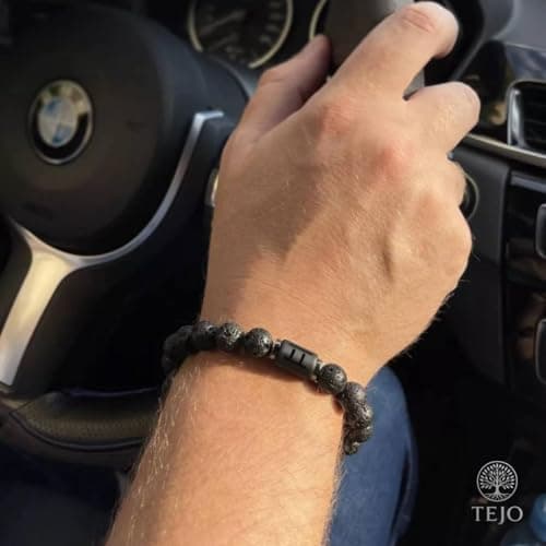 Detalle de TEJO Pulsera Géminis para hombre con piedra natural (signo zodiacal) – regalo astrológico