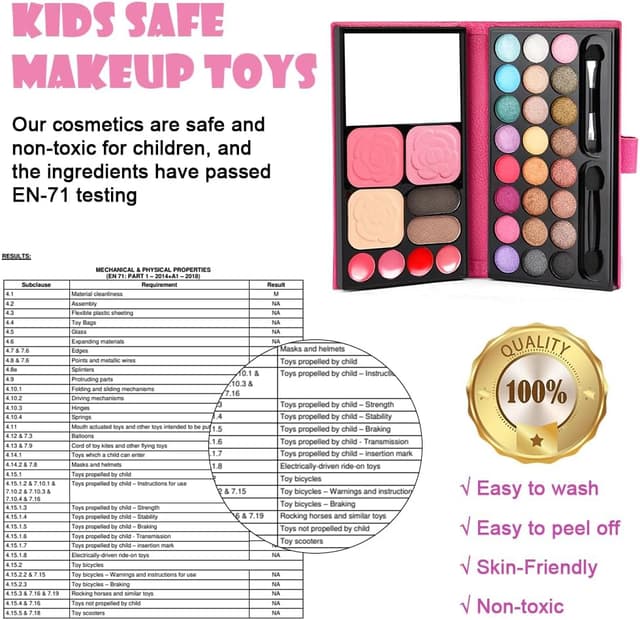 Detalle de Aomig 33-Colour Kids Makeup Set for Girls (6 pcs) with 5 Brushes