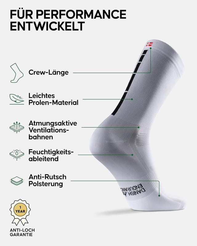 Detalle de DANISH ENDURANCE Wadenlange Fahrradsocken 3 Paar