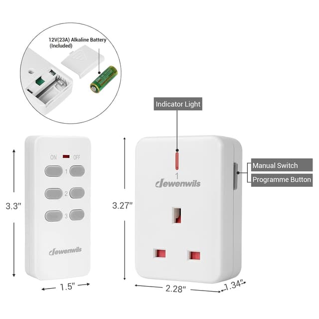 Thumbnail 6 de Dewenwils Remote Plugs 13A Wireless Switch