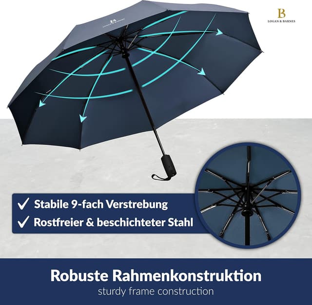 Detalle 2 de LOGAN & BARNES Boston Regenschirm sturmfest 140 km/h