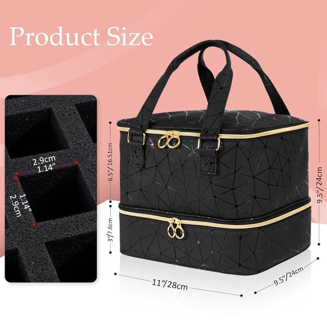 Detalle de Uross Nagellack-Aufbewahrung Organizer für 42 Nagellackflaschen und 1 LED-Nagellampe (schwarz)