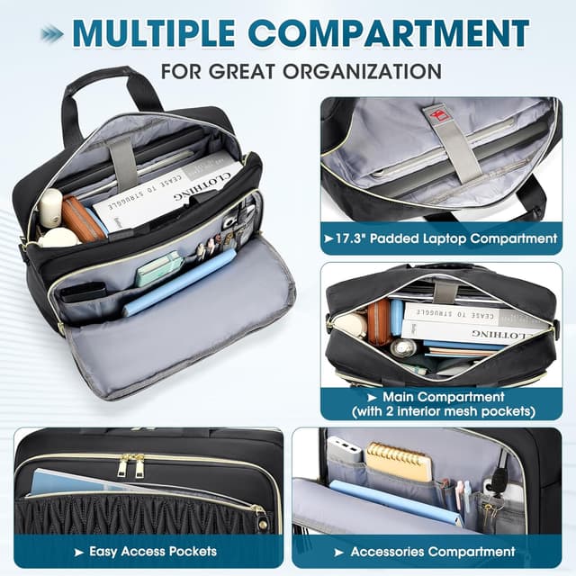 Thumbnail 3 de RAINSMORE Laptoptasche 17,3 Zoll Damen