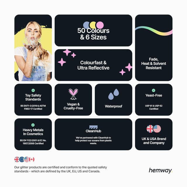 Thumbnail 3 de Hemway Ultra Sparkle Glitter Rose Gold 100g Chunky