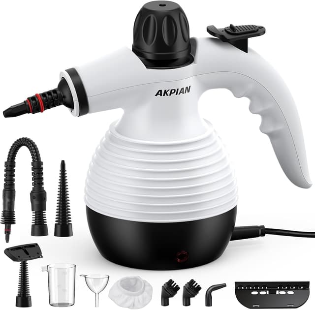 Detalle de AKPIAN Nettoyeur Vapeur Portable : kit de 10 accessoires pour tapis, rideaux, canapés et plus