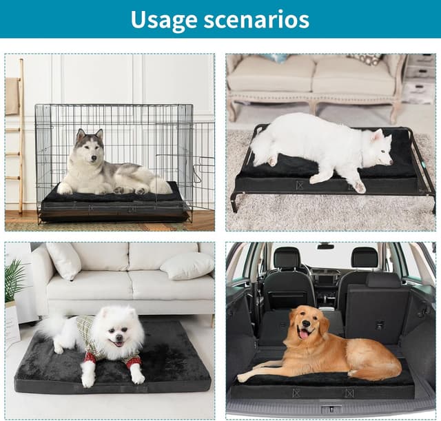 Detalle de Nepfaivy Dog Bed Extra Large (120×75×7.5cm) Waterproof Orthopedic Mattress with Removable Washable Plush Covers