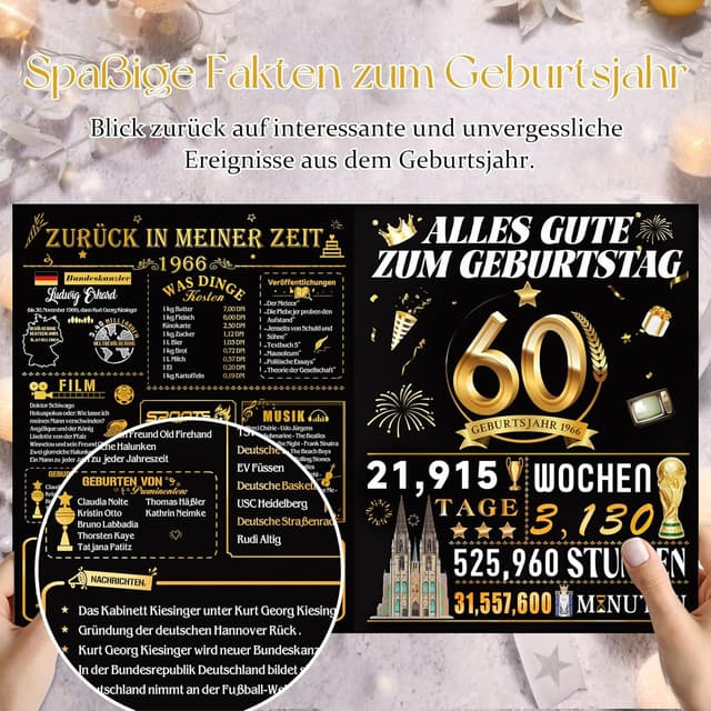 Detalle 2 de OLOSONG Geburtstagskarte 60 als 3D Pop-up