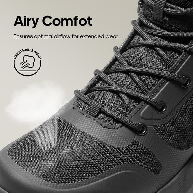 Detalle 2 de NORTIV 8 Stivali tattici militari uomo con cerniera laterale e suola ammortizzante