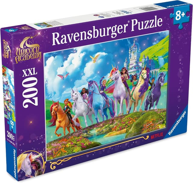 Detalle 1 de Ravensburger Kinderpuzzle Unicorn Academy – Einhorn-Puzzle für Kinder ab 8 Jahren (200 Teile im XXL-Format)
