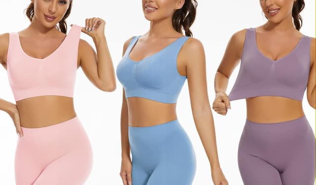 Thumbnail 3 de Lemef 3-Pack Seamless Sports Bra Wirefree Yoga Bra for Women 📿