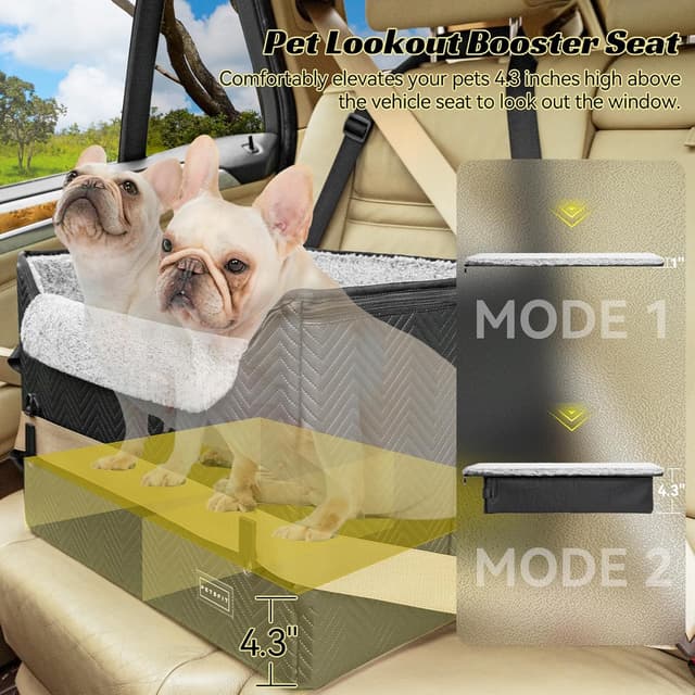 Detalle de Petsfit Hund Autositz für kleine/mittlere Hunde (58 x 42 x 34 cm) – mit 2 Sicherheitsgurten