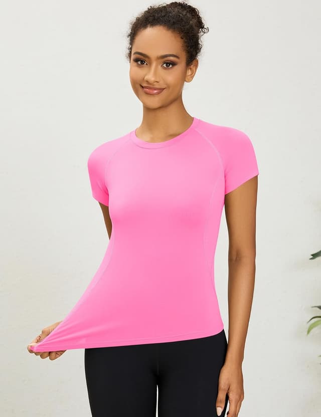 Detalle 2 de Rapbin Women’s Gym Tops: Quick-Dry Short Sleeve Fitness, Running & Yoga T-Shirt