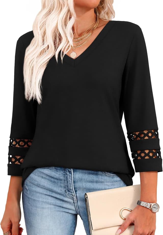 Detalle de Womens 3/4 sleeve V neck blouse