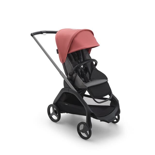 Detalle de Bugaboo Dragonfly Duo carro base grafito, capota rojo amanecer 🚼
