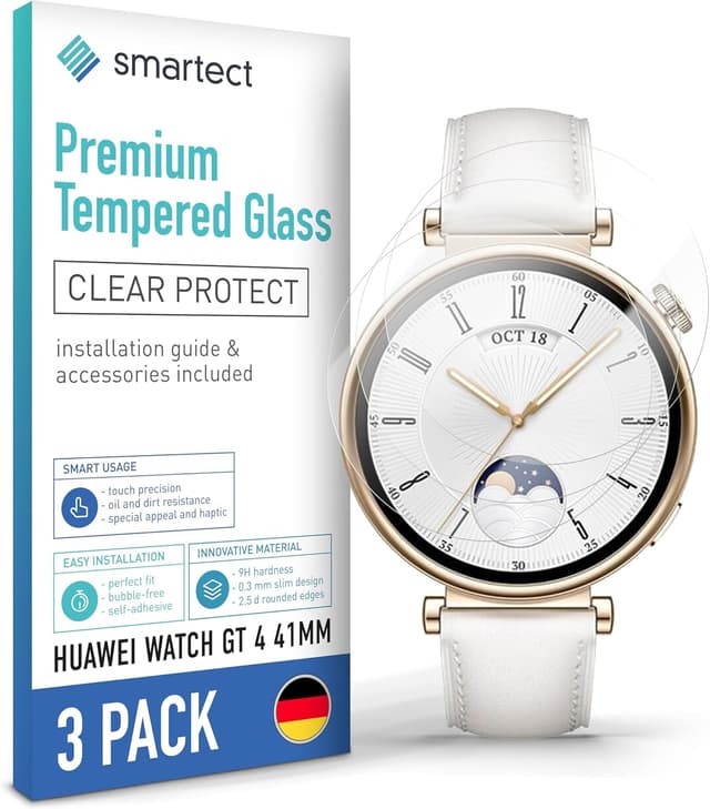 Detalle de smartect Verre Trempé 3 pièces Clear pour Huawei Watch GT 4 41 mm — protection d’écran 9H sans bulles