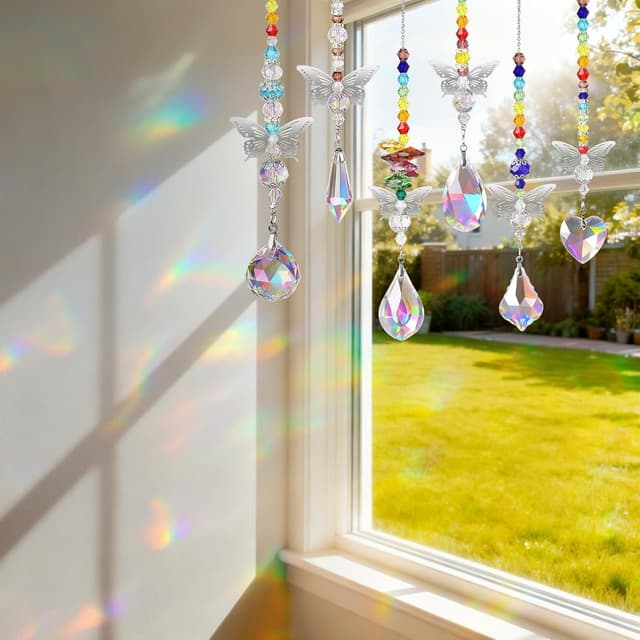 Detalle de EEEKit 6PCS Butterfly Crystal Sun Catchers (crystal prism rainbow window ornaments)