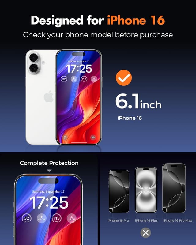 Detalle 2 de UNBREAKcable iPhone 16 2-Pack Screen Protector