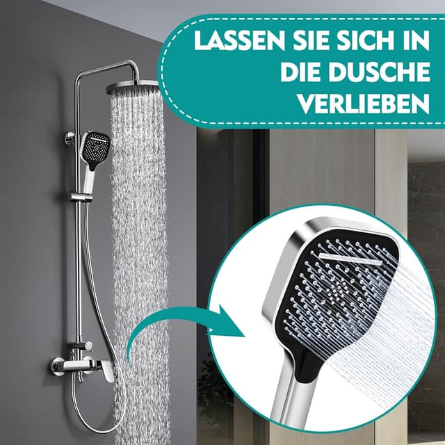 Thumbnail 6 de HydroLuxe Soffione doccia cromato con 3 tipi di getto e anticalcare (130 mm)