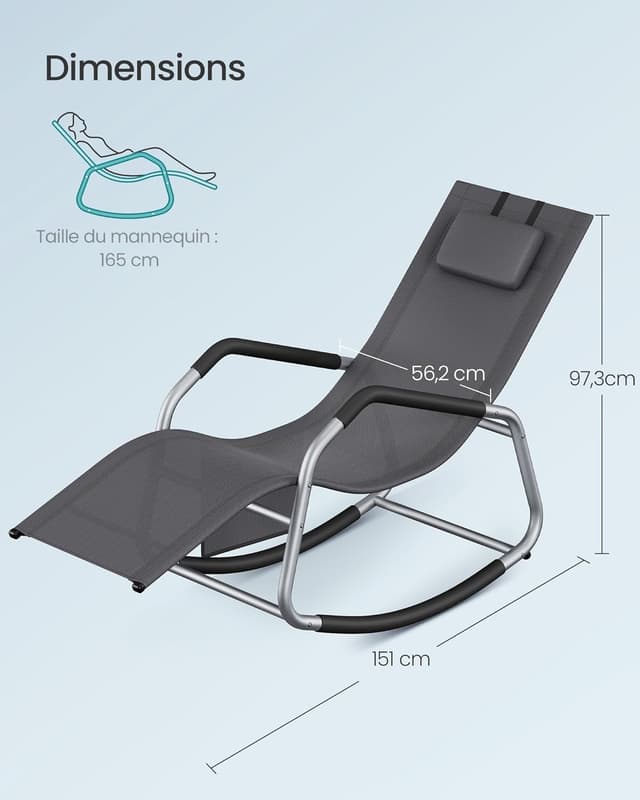 Thumbnail 2 de SONGMICS Fauteuil à Bascule Gris GCB230GZ02