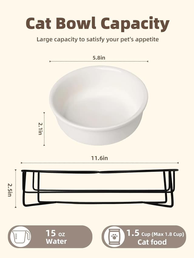 Detalle 2 de GDCZ Elevated Cat Bowl Stand 11.6 in with 15 oz bowls 🐾