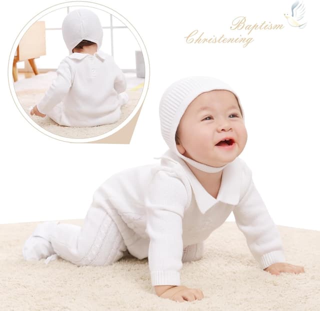 Thumbnail 3 de Booulfi Baptism Outfit for Boys White Romper