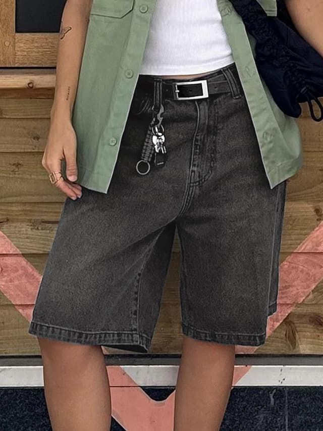 Detalle 2 de Women’s denim jorts with baggy fit