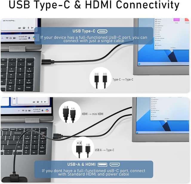 Detalle de Xyvolve Portable Monitor 15.6 inch FHD (1080P) IPS with Anti-Glare, USB-C & Mini HDMI