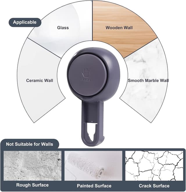 Detalle 2 de Uten Étagère de douche 4 pièces avec ventouses sans perçage (panier, porte-savon, crochets)