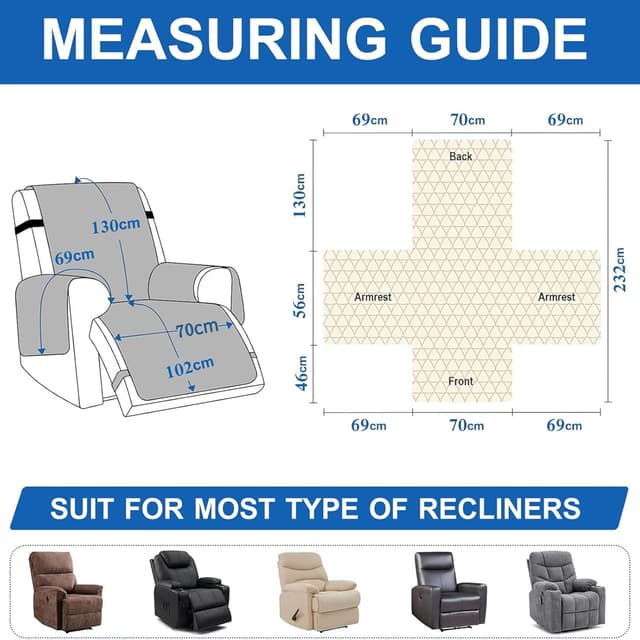 Detalle de Ystyle copripoltrona Relax Reclinabile reversibile universale (1 posto grande) blu chiaro + verde chiaro