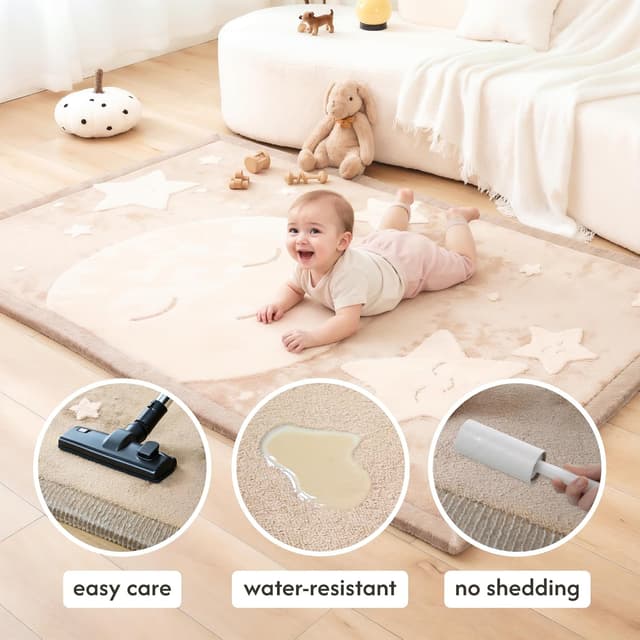 Detalle de Hakuna Matte Cloud Soft Baby Play Mat (170 x 120 x 2.5 cm) – memory foam crawling & play rug with non-slip base