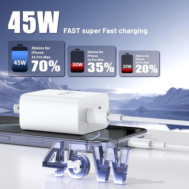 Detalle 2 de QZIIW 45W Dual-Port iPhone Charger Pro Max