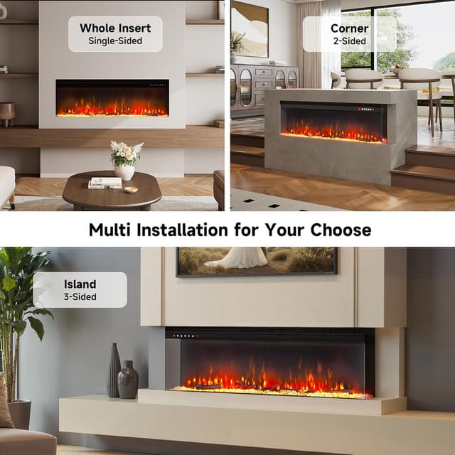 Thumbnail 1 de INMOZATA Electric Fire 50inch Recessed/Freestanding LED Flame Effect