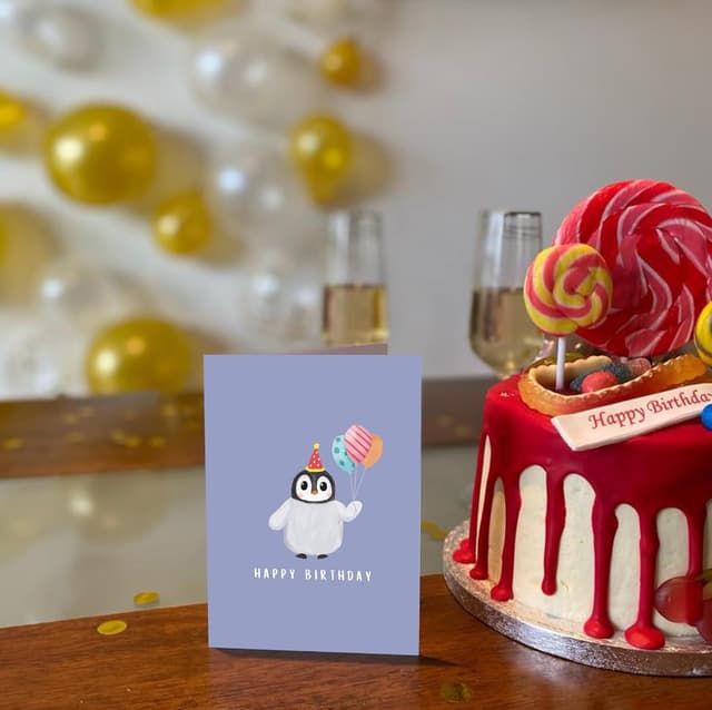 Thumbnail 1 de BYANIKA Birthday Card A6 Penguin Design