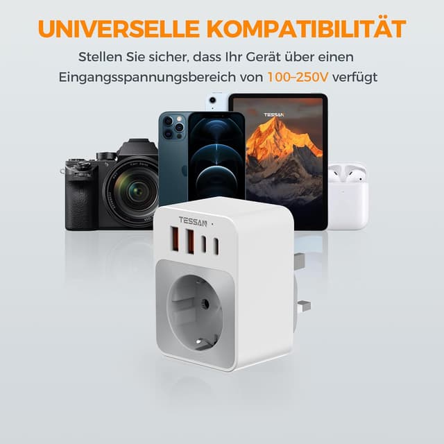 Thumbnail 6 de TESSAN Adapter England Reiseadapter 6×4×8cm 🔌