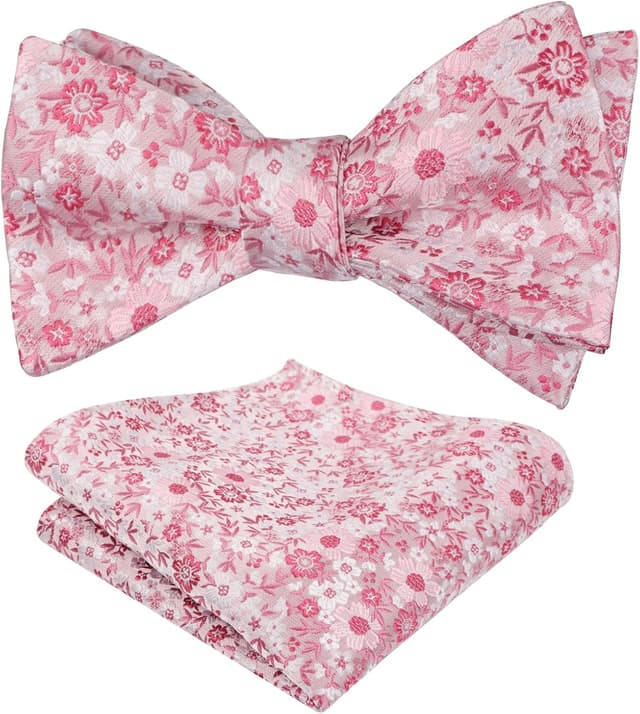 Thumbnail 6 de Mens floral bow tie set 24x24cm pocket square