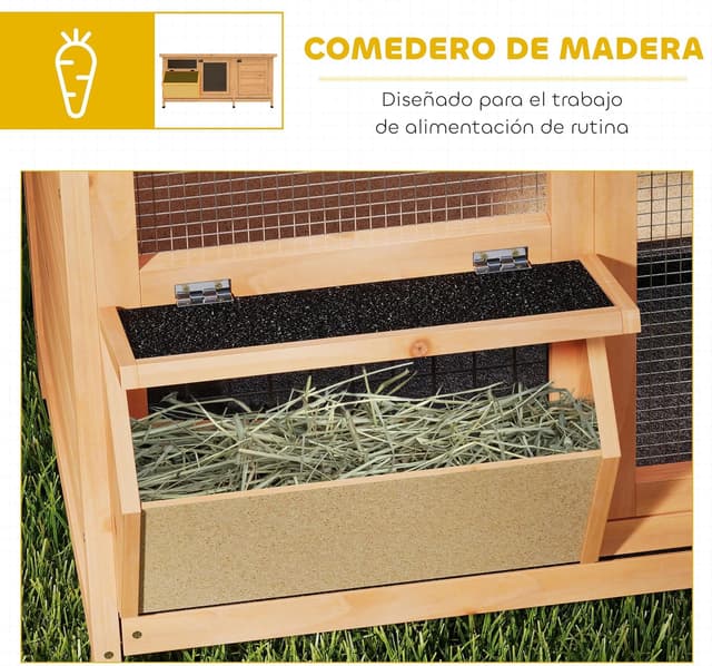 Thumbnail 4 de PawHut Conejera de Madera 112x50x54 cm