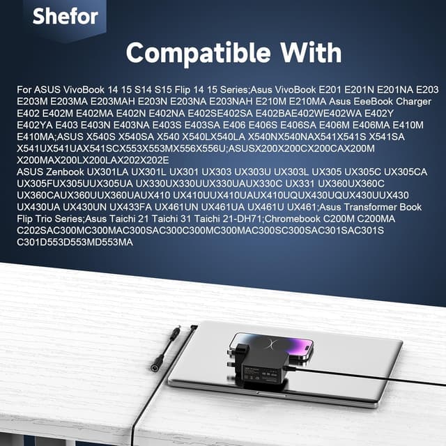 Detalle 2 de ASUS 45W Laptop Charger Compatible with Vivobook and Zenbook