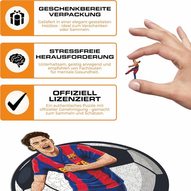 Detalle de Iconic Puzzles Barcelona „GAVI“ Holzpuzzle, offiziell lizenziert, 270 Teile (Größe M)