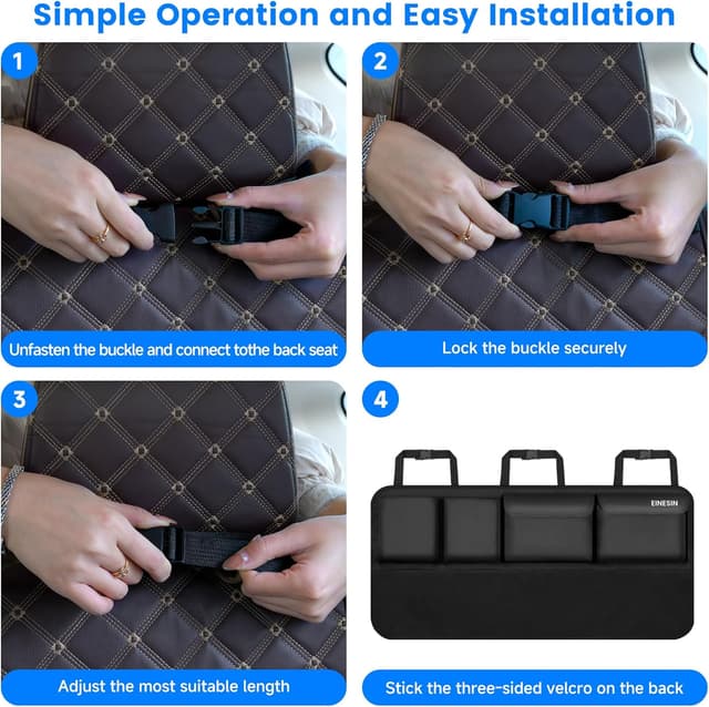 Detalle de Einesin Kofferraum Organizer Auto – Aufbewahrungstasche mit elastischer Aufhängestruktur (110 x 54 cm) für SUV