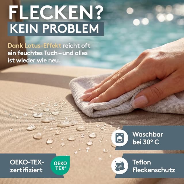 Detalle 2 de LILENO HOME Gartenstuhl Auflagen 4er Set Hochlehner Taupe