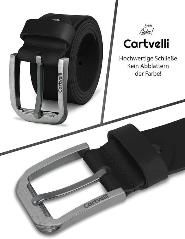 Detalle de Cartvelli Premium Ledergürtel für Herren (40 mm) – Made in Germany mit Geschenkbox